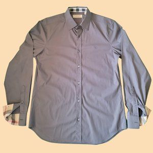 Burberry London Cambridge Shirt In Gray Color Check Cuffs Men's Button Up M